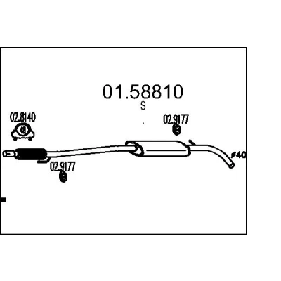 Afbeelding van MTS 01.58810 Middendemper 1830mm LANCIA: Y (840) 1.2, 1.2 16V 1996 2003