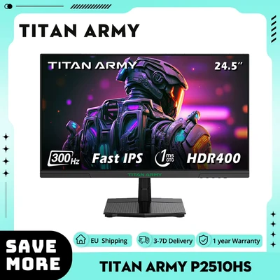 Afbeelding van TITAN ARMY P2510HS Gaming Monitor, 24,5 inch 1920*1080 CSOT Fast IPS scherm, 300Hz Refresh Rate, HDR400, 121% sRGB, 1ms GTG Response Time, Adaptive Sync, Hardware Low Blue Light, Assist, PIP/PBP weergave, VESA montage