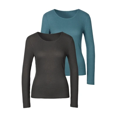 Afbeelding van Lascana Shirt met lange mouwen in modieuze piqué look (Set van 2)