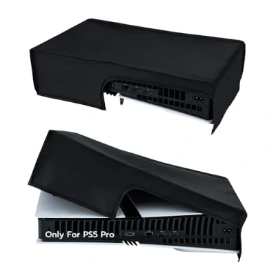 Afbeelding van Tolesum Beschermhoes voor PS5 Pro, Pro stofhoes, spatwaterdichte stofhoes Playstation 5 console, niet PS5/PS5 Slim (horizontaalzwart)