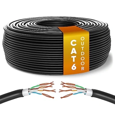 Afbeelding van Mr. Tronic Cat6 Ethernet Cable 100m, High Speed LAN Netwerk Bulk Kabel Voor Snelle Internetverbinding Buiten Gebruik Weerbestendig Rj45 Connector Netwerkkabel, UTP CCA (100 Meter, Zwart)