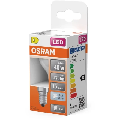 Afbeelding van OSRAM LED lamp Star Globe P40 Filament, 4000 K neutraal wit, 3,4 W, E14, mat, 470 lm, voor tafel en pendelarmaturen, niet verblindend, 15.000 uur