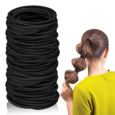 Afbeelding van Haarelastiekjes, 100 stuks elastisch haarelastiek, elastische hoofdband voor paardenstaarthouder dik, zwaar en krullend haar, vrouwen meisjes