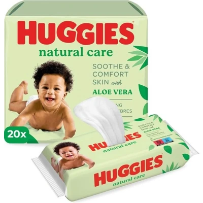 Afbeelding van Huggies Natural Care Billendoekjes 1120 babydoekjes 20 x 56