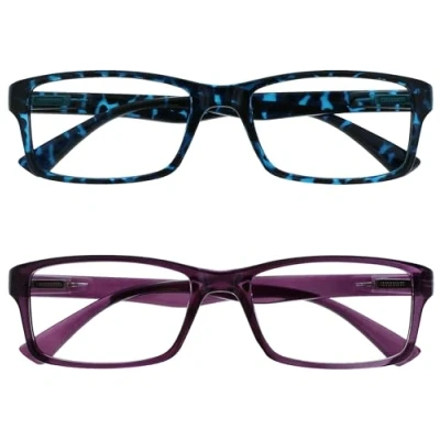 Afbeelding van UV Reader Leesbril, blauw/schildpad &amp; paars, 2 stuks voor mannen/vrouwen, UVR2092Bl_P +2,50