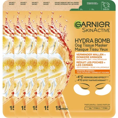 Afbeelding van 5x Garnier SkinActive Tissue Oogmasker Hydra Bomb Orange
