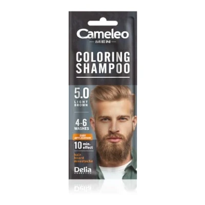 Afbeelding van Cameleo Men kleurende shampoo lichtbruin haren, baard, snor verfrist houdt 4 tot 6 wasbeurten eenvoudig en snel gebruik walnootextract 15 ml