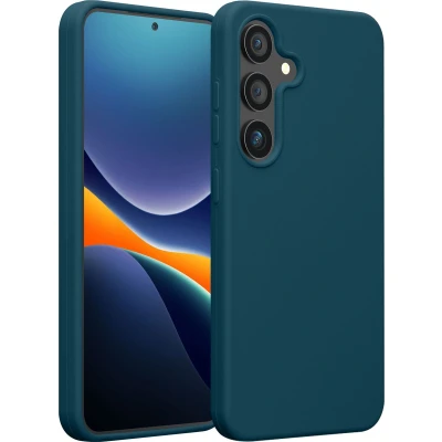 Afbeelding van kwmobile telefoonhoesje geschikt voor Samsung Galaxy S25 Plus Hoesje met siliconen coating Smartphone case in mat petrol