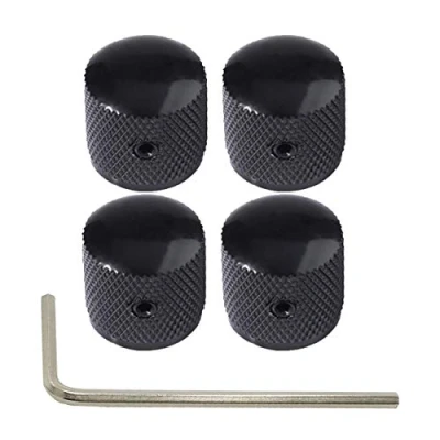 Afbeelding van Metalen Volume Tone Dome Knoppen Control voor Elektrische Gitaar Bas met Inner Hexagon Spanner Zwart, 4 Stks