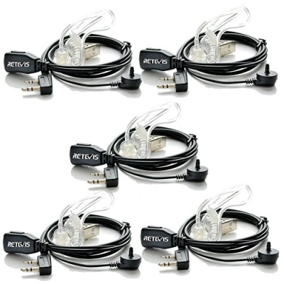 Afbeelding van Retevis Walkie Talkie koptelefoon 2 pins Headset met Geluidsbuis Compatibel RT24 RT24V RT27 RT622 RT619 RT28 RT15 Nestling Baofeng BF 88E 888S Tyhbelle Kenwood (5 St.)