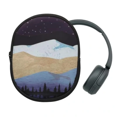 Afbeelding van kwmobile hoes geschikt voor Sony WH CH520 / CH510 MDR ZX110 21,5 x 16 cm Beschermhoes headset in Sterrenhemel aan meer design Van neopreen Met print