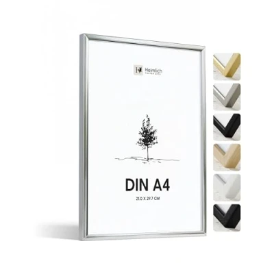 Afbeelding van Heimlich® Fotolijst A4 21x30 cm, Aluminium Metaal, Zilver Document Certificaat Diploma Frames met Plastic Sheet Cover Wandmontage of Tafelbladweergave