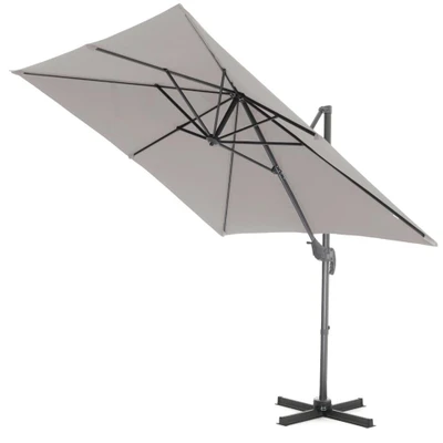 Afbeelding van ACAZA Kantelbare Zweefparasol 250x250 cm, Vierkant Zeil, Licht Grijs
