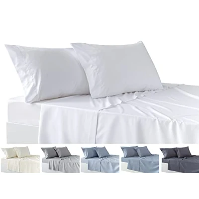 Afbeelding van Todocama Beddengoedset, 4 delig, hoeslaken, 2 kussenslopen, 50 x 80 cm, voor bedden met 180 190/200 wit