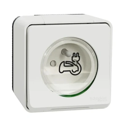Afbeelding van Schneider Electric Mureva Styl stopcontact 2P + T versterkt opbouw IP55 IK08 EV wit MUR39010