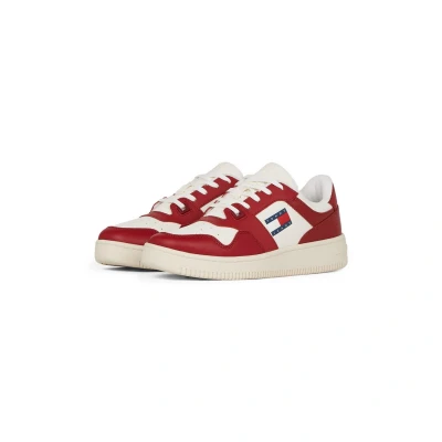 Afbeelding van Tommy Jeans NEW Retro Basket Sneakers laag, Dames, Maat: 35, Magma red Leer en textiel