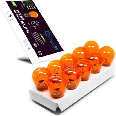 Afbeelding van LIGHTWORLD24 10 x PY21W knipperlicht 12V oranjegele kogellamp BAU15s autolamp S25 21W knipperlichtgloeilamp