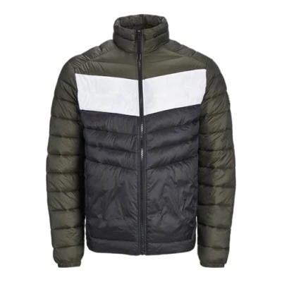 Afbeelding van Jack &amp; Jones JJESPRINT Puffer Collar Bufferjas voor heren, Zwart/detail: wit/roze blokkering, L, L