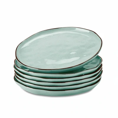 Afbeelding van LOBERON Bord set van 6 Biarré turquoise