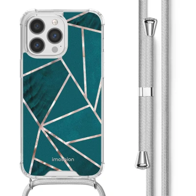 Afbeelding van Apple iPhone 13 Pro Hoesje Kunststof iMoshion Softcase/Koordhoesje/Backcover Petrol Green Graphic Telefoonhoesje