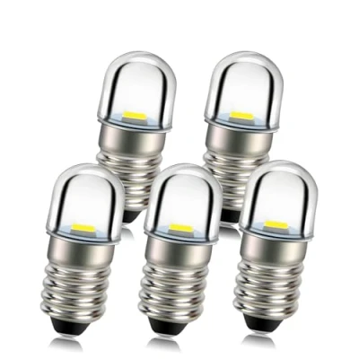 Afbeelding van Ruiandsion 5 stks E10 Base Socket LED Lamp 1 W 6 V Wit Vervangen Torch Koplamp Mini Hoofd Zaklamp Lampen, Negatieve Aarde