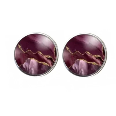 Afbeelding van Burberie oorbellen zilverrand bordeaux Charme Bijoux