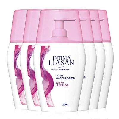 Afbeelding van Sagrotan Intima Liasan Intiem waslotion Extra gevoelig; milde intieme verzorging voor de gevoelige huid; zonder alcohol, zeep en kleurstoffen 6 x 200 ml. ml