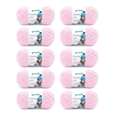 Afbeelding van Gründl Funny uni brei en haakgaren (fluweelachtig chenille garen van 100% polyester, 10 x 100 g / 120 m, naalddikte: 5 6), pastelroze