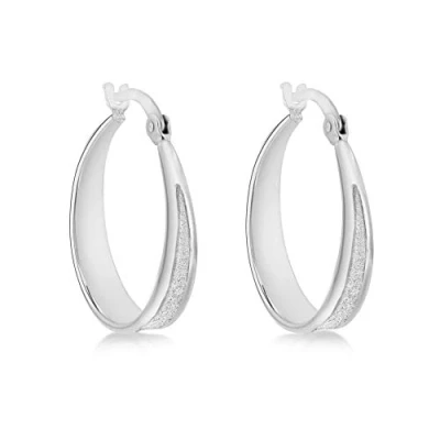 Afbeelding van Tuscany Silver 925 Sterling zilver gerhodineerd 21 mm Stardust afgestudeerd Creool oorbellen Voor Dames
