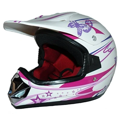Afbeelding van Protectwear V310 Girl S kindercrosshelm voor meisjes, Max Racing, maat (Youth XL), roze/wit glans