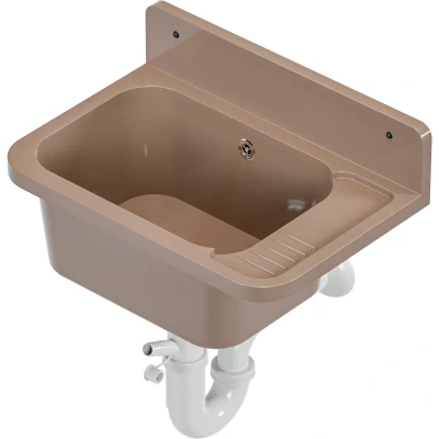 Afbeelding van Gootsteen wastafel spoelbak wasbak buiten tuin garage kelder werkplaats beige