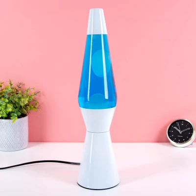 Afbeelding van Fisura lava Lamp Raket blauw met witte voet