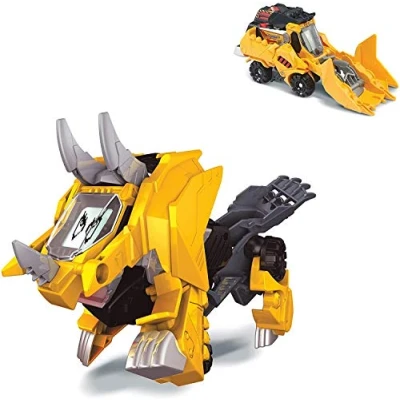 Afbeelding van VTech Switch &amp; Go Dinos Brutus, de graafmachine triceratops, interactieve elektronische dinosaurus, kan worden omgezet in auto met stem, functies, meer dan 60 geluiden en zinnen, geel (80 195122)