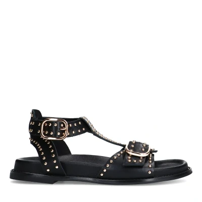 Afbeelding van Sacha Zwarte Plateau Sandalen (Maat 39, Leer)