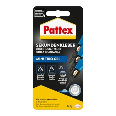 Afbeelding van Pattex Superglue Ultra Mini Gel Trio, 3 tubes, 1 g