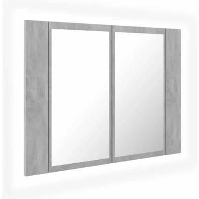 Afbeelding van vidaXL Badkamerkast met spiegel en LED 60x12x45 cm acryl betongrijs
