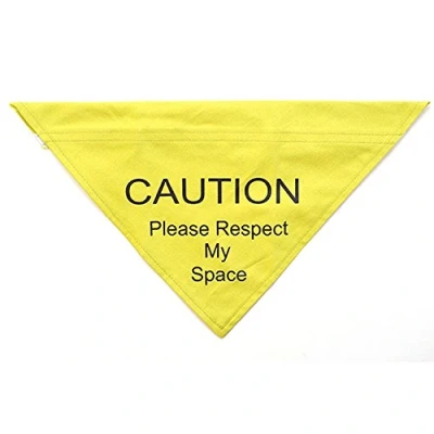 Afbeelding van Ancol Respect My Space Warning Bandana voor hond, Medium/Large, Geel