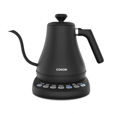 Afbeelding van COSORI waterkoker van roestvrij staal, zwanenhals, 0,8 liter, met temperatuurinstelling, 80 C tot 100 C, warmhoudfunctie voor 60 minuten, zwart