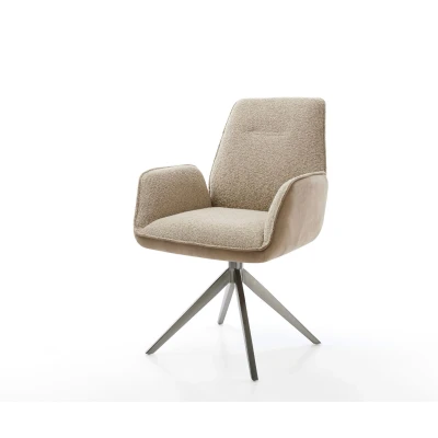 Afbeelding van DELIFE Draaistoel Zoa Flex materiaalmix mud kruisframe breed roestvrij staal 360 draaibaar rocker functie pocketveer kern