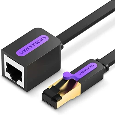 Afbeelding van VENTION Cat7 Ethernet Verlengkabel 10 Gbps STP Cat 7 Netwerkkabel RJ45 Mannelijk naar Vrouwelijk LAN Kable voor Schakelaars, PC, Laptops, Modems, Patchpanelen, Routers (2m)