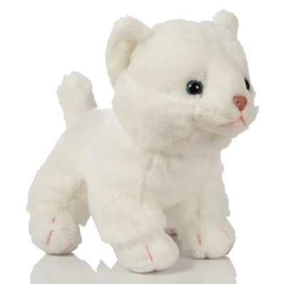 Afbeelding van Uni Toys Kat baby (wit), staand 13 cm (hoogte) pluche kitten dier, knuffeldier, HT 30301