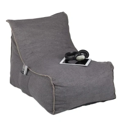 Afbeelding van Relaxdays zitzak met rugleuning, XXL zitkussen volwassenen, zacht, binnen, schuimstof vulling, vloerkussen, grijs