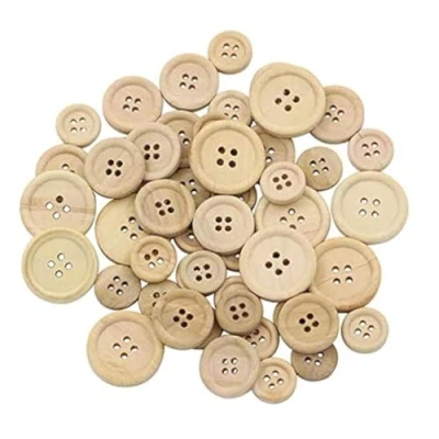 Afbeelding van CansyY 50 edele premium knopen van hout ronde houten natuur in 3 maten (15 mm, 20 mm en 25 mm) 4 gaten natuurlijke knop voor kleding handwerk doe het zelf knop, naaien knutselen