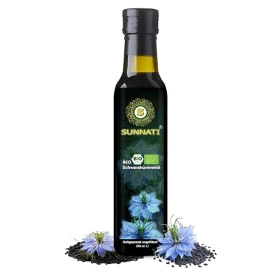 Afbeelding van Sunnati® BIO zwarte komijnolie ongefilterd koudgeperst 100% zuiver 1. Pers 250 ml