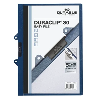 Afbeelding van Durable 222907 Klemmap Duraclip 30 Easy File, tot vellen A4, donkerblauw, verpakking van 25 stuks