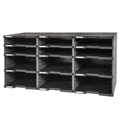 Afbeelding van Exacompta Ref. 385714D 1 Moduloloc Set met 12 vakken zonder laden Ecoblack Muisgrijs