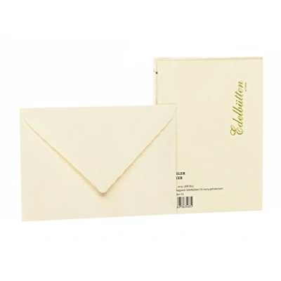 Afbeelding van Rössler Papier 2031388803 Enveloppen pakket DIN C6, zijdeglans, 20 stuks, handgeschept papier, gehamerd, ivoor