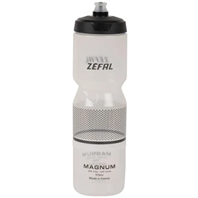 Afbeelding van ZEFAL Magnum Grote inhoud, drinkfles voor fiets/MTB en sport, herbruikbaar, BPA vrij, zachte waterjerrycan, schroefdeksel, gemaakt in Frankrijk, zwart (transparant), 975 ml
