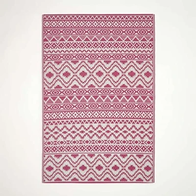 Afbeelding van Homescapes Tia buitenkleed 150 x 240 cm etnisch patroon, roze en wit