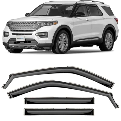 Afbeelding van CLIM ART Winddeflector voor/compatibel met Ford Explorer 2020 2024, regendeflectors voor deuren, winddeflectors auto&#039;s, in channel, 4 stuks